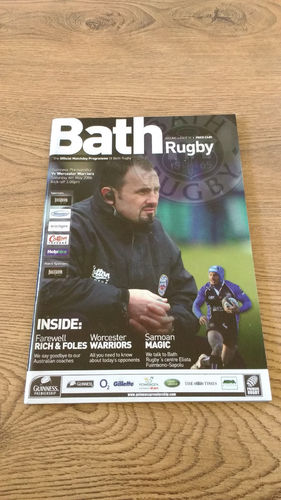 Bath v Worcester Warriors May 2006 Rugby Programme