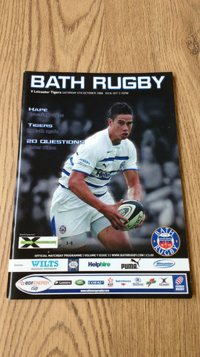 Bath v Leicester Tigers 2008 EDF Energy Cup Rugby Programme