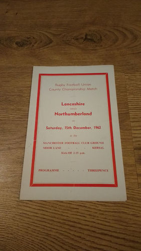 Lancashire v Northumberland 1962 Rugby Programme