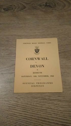 Cornwall v Devon 1964 Rugby Programme