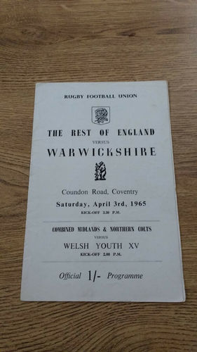 The Rest of England v Warwickshire 1965 Rugby Programme