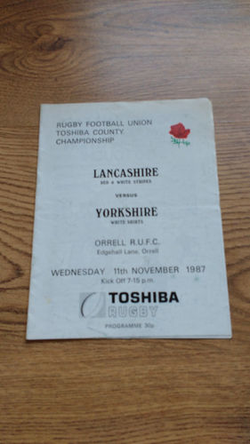 Lancashire v Yorkshire Nov 1987 Rugby Programme