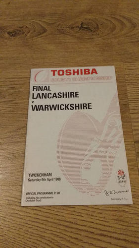 Lancashire v Warwickshire 1988 County Final Rugby Programme