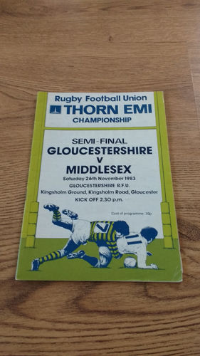 Gloucestershire v Middlesex 1983 County Championship Semi-Final Rugby Programme
