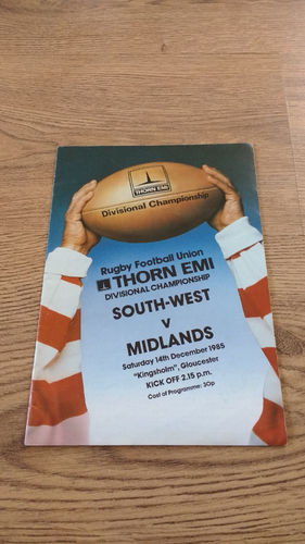 South-West v Midlands 1985 Rugby Programme