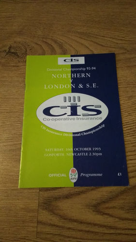 Northern v London & South East 1993 Rugby Programme
