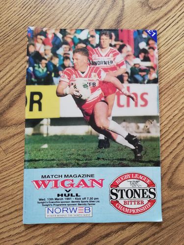 Wigan v Hull Mar 1991 Rugby League Programme