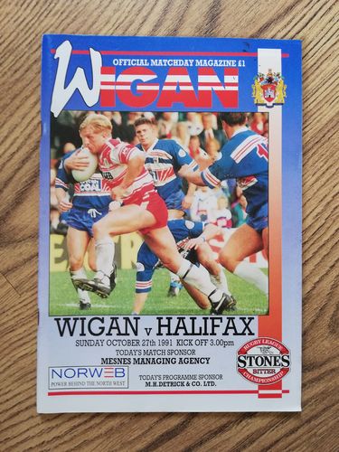 Wigan v Halifax Oct 1991 RL Programme