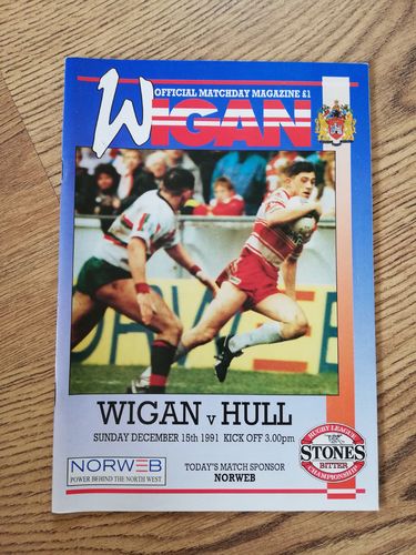 Wigan v Hull Dec 1991 Rugby League Programme