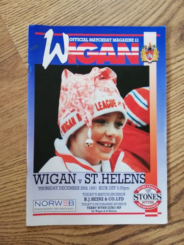 Wigan v St Helens Dec 1991 Rugby League Programme