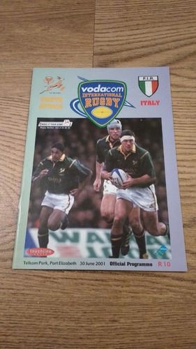 South Africa v Italy 2001 Rugby Programme