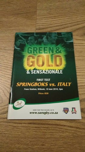 South Africa v Italy 1st Test 2010 Rugby Programme