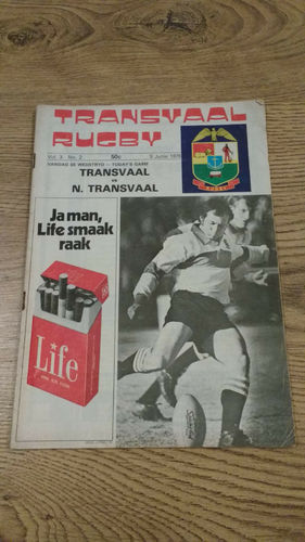 Transvaal v Northern Transvaal June 1976 Rugby Programme