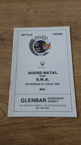 North Natal v South West Africa July 1984 Rugby Programme
