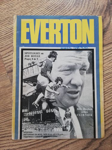 Everton v Arsenal Aug 1974 Football Programme