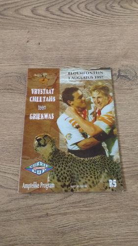Free State Cheetahs v Griqualand West Aug 1997 Rugby Programme