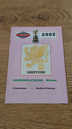 Northern Free State Griffons v Griquas Sept 2002 Rugby Programme