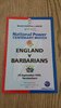 England v Barbarians Sept 1990 Rugby Programme