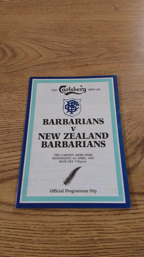 Barbarians v New Zealand Barbarians 1987 Rugby Programme