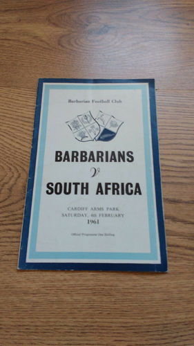 Barbarians v South Africa 1961 Rugby Programme