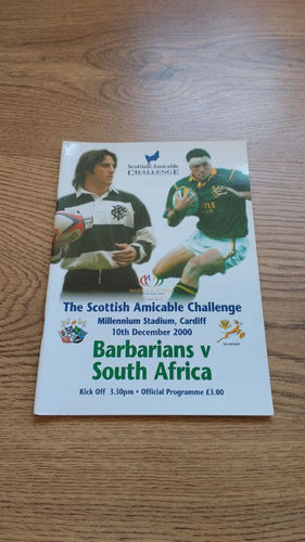 Barbarians v South Africa 2000 Rugby Programme