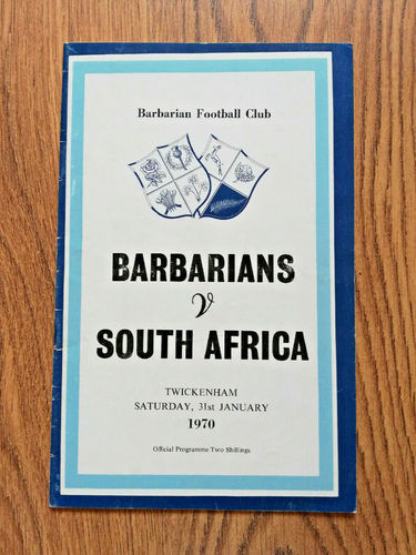 Barbarians v South Africa 1970 Rugby Programme