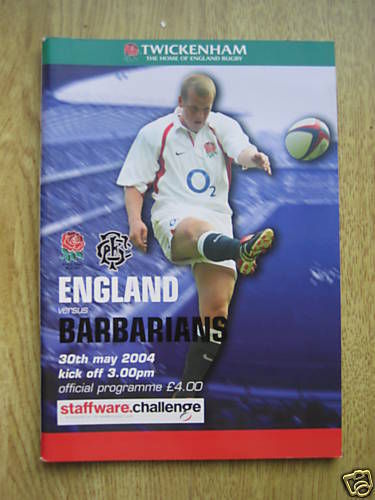 England v Barbarians 2004 Rugby Programme
