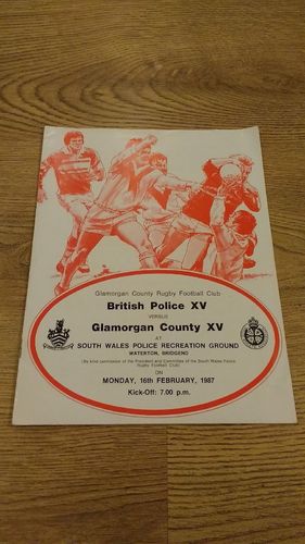 Glamorgan County XV v British Police XV 1987 Rugby Programme