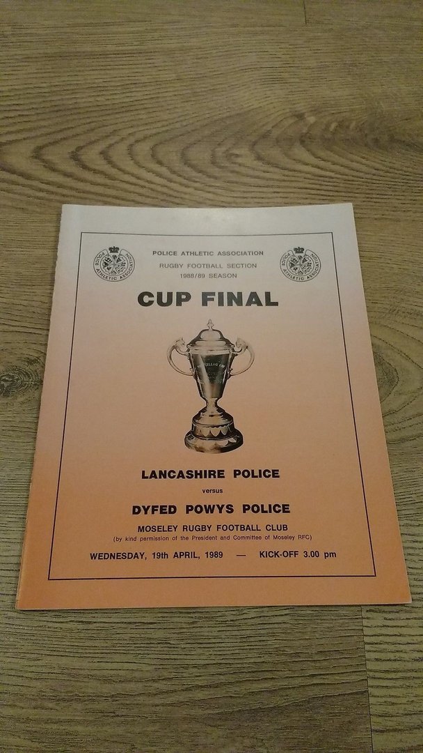 Lancashire v Dyfed Powys 1989 Police Cup Final Rugby Union Programme 