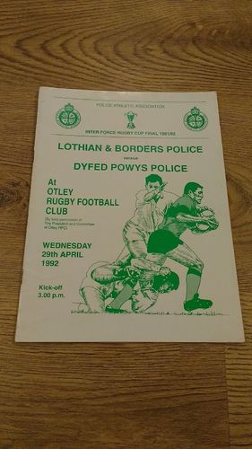 Lothian & Borders v Dyfed Powys 1992 Police Cup Final Rugby Programme