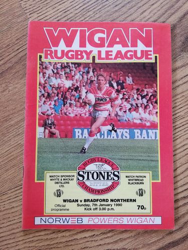 Wigan v Bradford Northern Jan 1990 Rugby League Programme