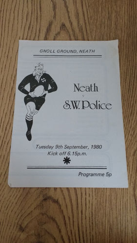 Neath v South Wales Police Sept 1980 Rugby Programme