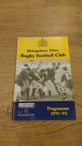 Metropolitan Police v Rosslyn Park Dec 1991 Rugby Programme