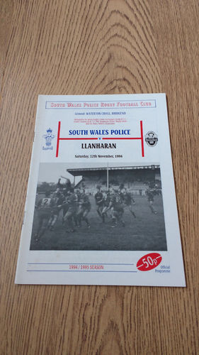 South Wales Police v Llanharan Nov 1994 Rugby Programme