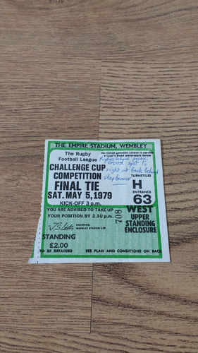Widnes v Wakefield 1979 Challenge Cup Final Rugby League Ticket
