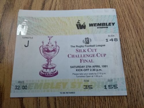 St Helens v Wigan 1991 Challenge Cup Final Rugby League Ticket