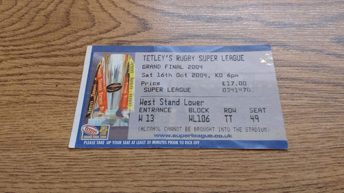 Bradford Bulls v Leeds Rhinos 2004 Super League Grand Final Rugby Ticket