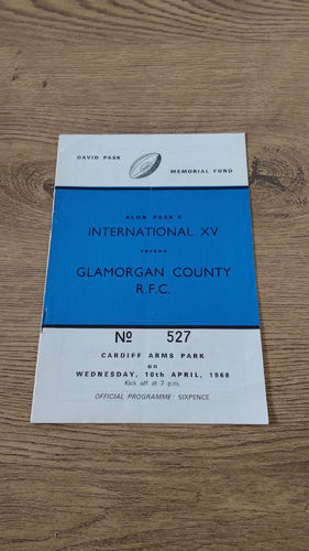 Alun Pask's International XV v Glamorgan County Apr 1968 Rugby Programme