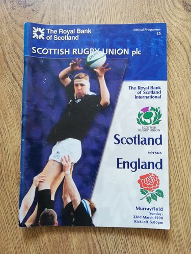 Scotland v England 1998 Rugby Programme