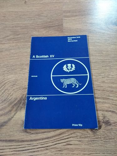 A Scottish XV v Argentina 1973 Rugby Programme