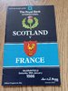 Scotland v France 1986 Rugby Programme