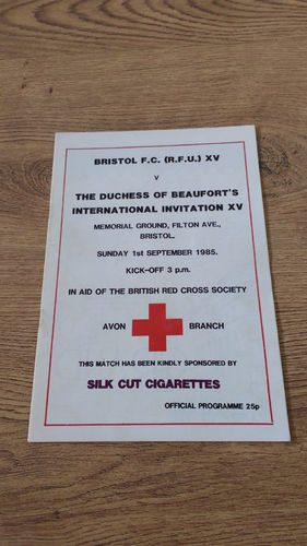 Bristol XV v The Duchess of Beaufort's International Invitation XV 1985 Rugby Programme