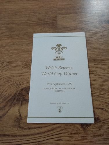 Welsh Referees 1999 Rugby World Cup Dinner Menu