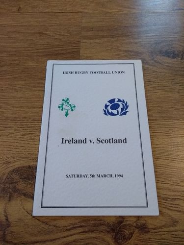 Ireland v Scotland 1994 Rugby Dinner Menu & Guest List
