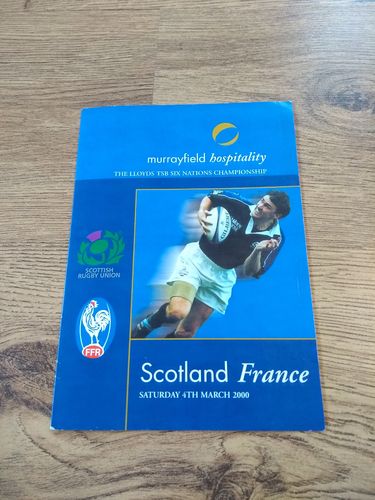 Scotland v France 2000 Rugby Hospitality Menu