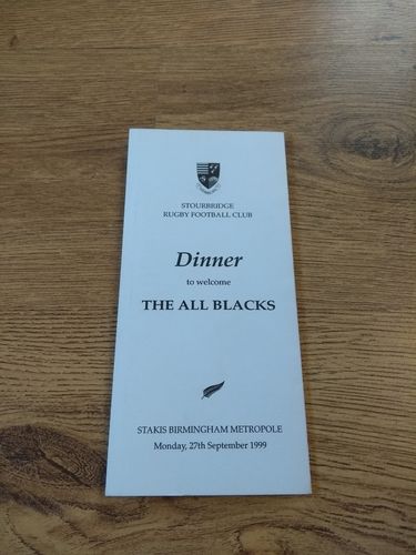 Stourbridge RFC 1999 Rugby Dinner to welcome New Zealand Menu