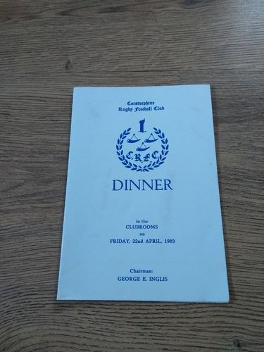 Corstorphine 1983 Annual Rugby Dinner Menu