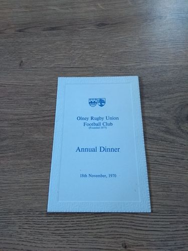 Olney RUFC 1970 Annual Rugby Dinner Menu