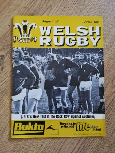 'Welsh Rugby' Magazine : August 1978