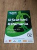 Scotland v Romania 2011 Rugby World Cup Programme
